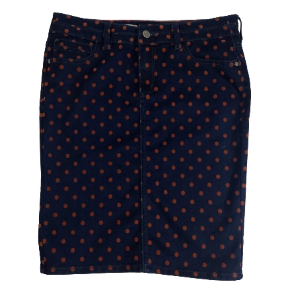 Pilcro and Letterpress Blue Red Polka Dot Skirt Size 28 Anthropologie Women